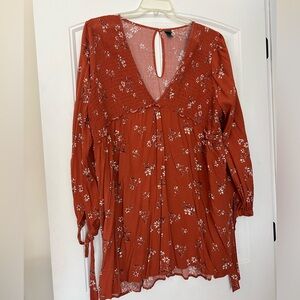 3x wild fable orange rust long sleeve dress